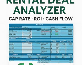 Real Estate Deal Analyzer Spreadsheet – Rental Property Investment Calculator – Excel & Google Sheets Template