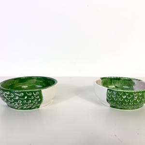 Green Blush Ceramic Bowls – Handmade Olive Inspired | Small Snack Bowls