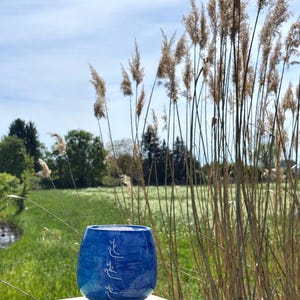 Handmade Blue Ceramic Cup Minimalist Pottery Mug  Glossy Glaze  Unique Artisan Drinkware LOVE