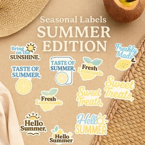 Sommer SVG-Aufkleber Clipart - Hallo Sommer, Sonnenschein im Inneren, frisch gemacht - süße saisonale Etiketten für Verpackung & Tags - PNG SVG
