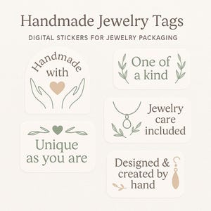 Handmade Jewelry Tags PNG SVG | Jewelry Packaging Stickers | Small Business Jewelry Labels | Digital Clipart for Jewelry Packaging