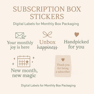 Adesivos para Caixas de Assinatura PNG | Etiquetas para Embalagens de Caixas Mensais | Adesivos para Correio Feliz | Embalagens para Pequenas Empresas | Clipart Digital
