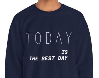 Felpa girocollo con citazione positiva – Pullover minimalista unisex