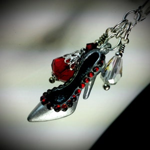 Blood Red High Heel Earrings, Stiletto Shoe Silver Charms, Hollywood Lady's Pump Shoes, Silver Shoe Dangle Drops, Titanic Temptations 17025 image 3
