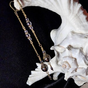 Long Silver Victorian Earrings, Manmade Hematite, Pewter Edwardian Bridal, Gothic Gunmetal, Antique Gold Bronze, Titanic Temptations 23001 image 4