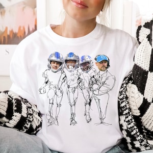Grappige leuke T-shirt Detroit Lions | Jared Goff, Jahmyr Gibbs, David Montgomery & Dan Campbell voetbalshirt | Uniseks fanshirt