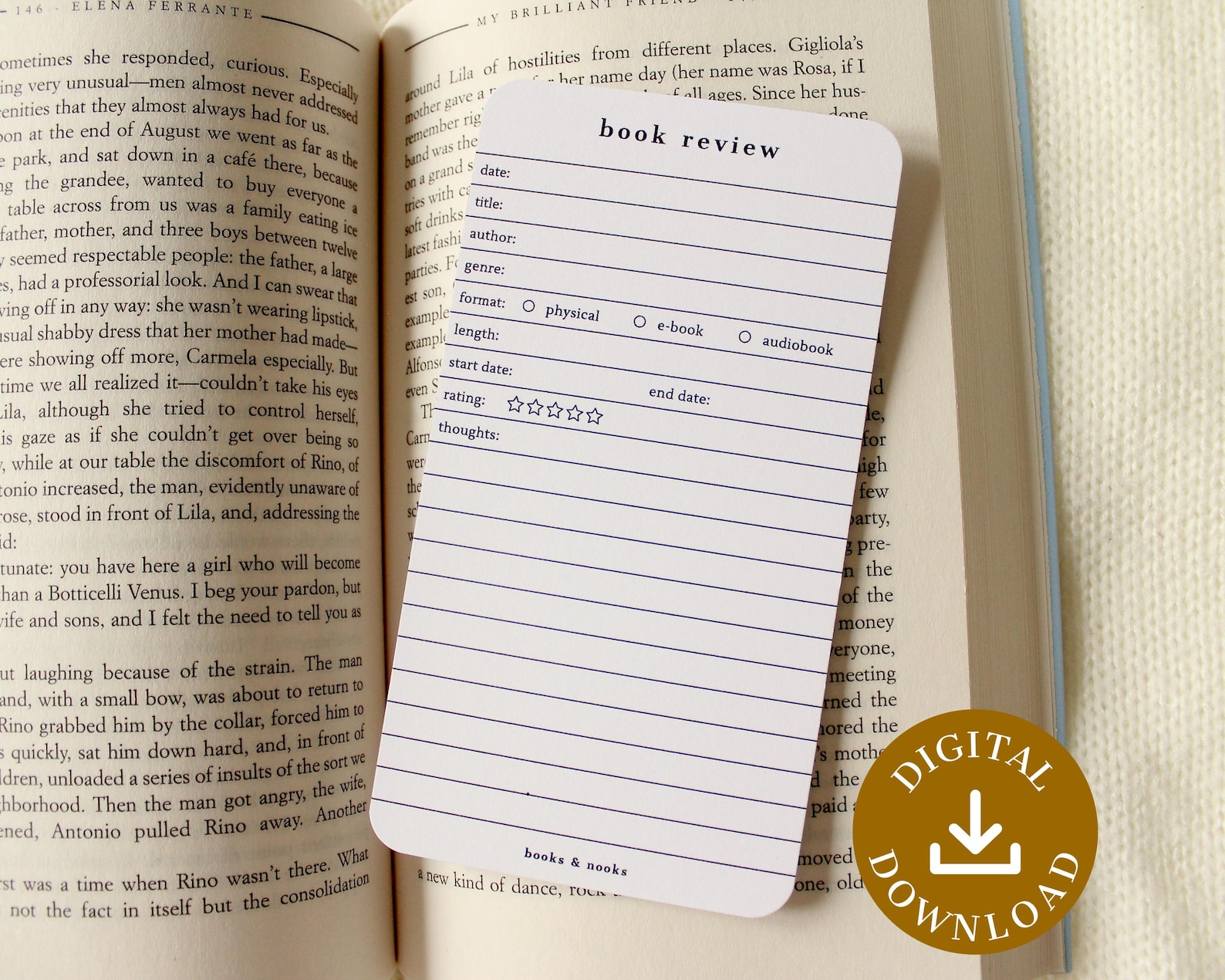 Printable Book Review Bookmark V2 | Book Rating | Note Taking | Reading ...