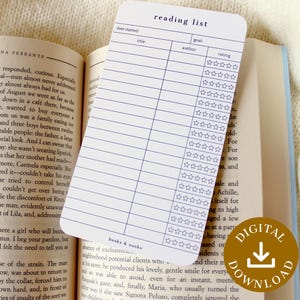 Printable Reading List Bookmark V3 | Library Card Bookmark | Book Tracker | Reading Tracker | Reading Log | Book Club | Reading Gift