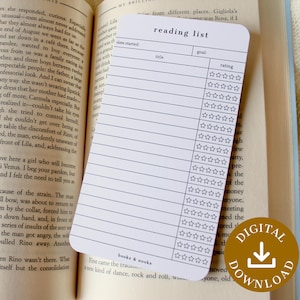 Printable Reading List Bookmark V4 | Library Card Bookmark | Book Tracker | Reading Tracker | Reading Log | Book Club | Reading Gift