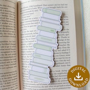 Printable Green Book Stack Bookmark | Book Tracker | Reading Tracker | Reading Log | Tbr List |  Book Club | Book Gift | Reading Gift