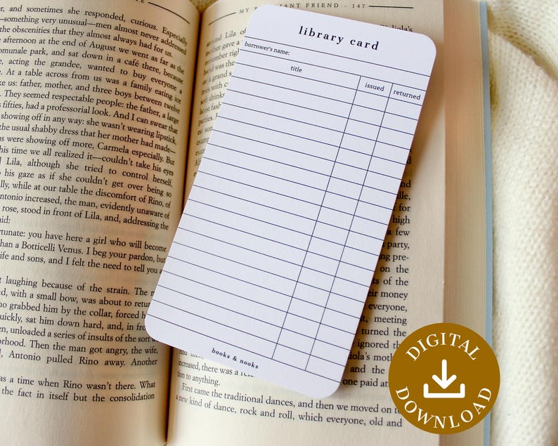 Library Books Library Tracking Card Printable Library Card Bookmark | Library Book Checkout Card | Book ...