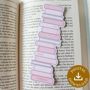Printable Pink Book Stack Bookmark | Book Tracker | Reading Tracker | Reading Log | Tbr List | Book Club | Book Gift | Reading Gift
