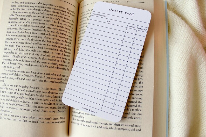 Library Books Library Tracking Card Printable Library Card Bookmark | Library Book Checkout Card | Book ...