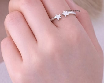 nonnative × END STAR RING 925 SILVER Sterling Silvers Star Open Rings, Minimalist Adjustable Star Band