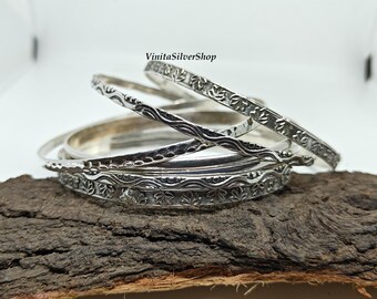 vintage silver bangle セット Antique Silver Bangle/bracelet Oxidized German Silver Bangle Set
