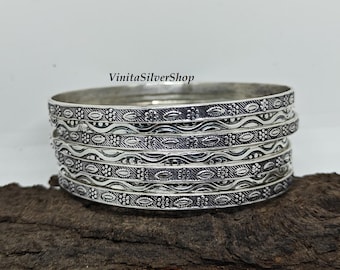 Silver Bangles Set, Indian Jewelry Oxidised Bangles, Indian Ethnic