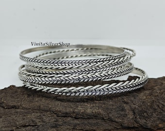 Leaf Sterling Silver Bangle - Indian Jewelry (2.3 Inches) - Etsy