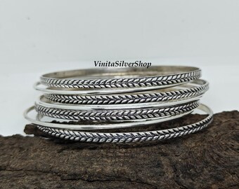Leaf Sterling Silver Bangle - Indian Jewelry (2.3 Inches) - Etsy