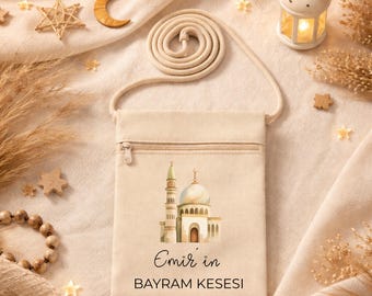 Bayram Beutel für Kinder mit Namen Personalisiert Ramadan & Eid Umhängetasche (Bayram Kesesi) versch. Modelle für Mädchen und Jungen