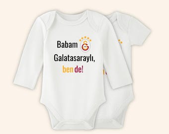 Baby Body Personalisiert im Galatasaray Design für Fußball fans | Geschenk zur Geburt für Jungen und Mädchen | 100 % Bio Baumwolle