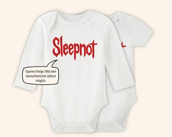 Body niemowlęce SleepNot Heavy Metal Rock and Roll, personalizowane w kolorze czerwonym lub czarnym | Rock Parents | Heavy Metal Baby