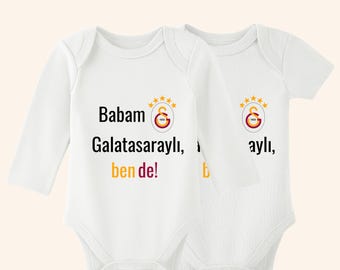 Baby Body Personalisiert im Galatasaray Design für Fußball fans | Geschenk zur Geburt für Jungen und Mädchen | 100 % Bio Baumwolle