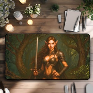 Podkładka na biurko „Wojownik Elf”: Fantastyczna dekoracja biura, prezent dla geeków