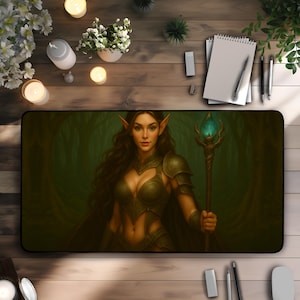 Warrior Elf Desk Mat Magical Fantasy Desk Mat Elf Gift for Fantasy Lover Mystic pad in Elfcore style Gift Elf in Sexy Armor Gift for Geeks