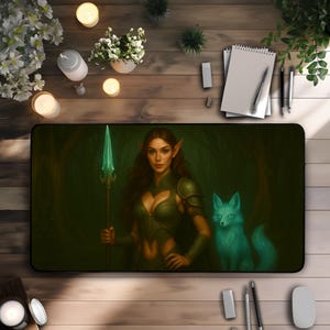 Warrior Elf Desk Mat  Magical Fantasy Desk Mat Elf Gift for Fantasy Lover Mystic pad in Elfcore style Gift Elf in Sexy Armor Gift for Geeks
