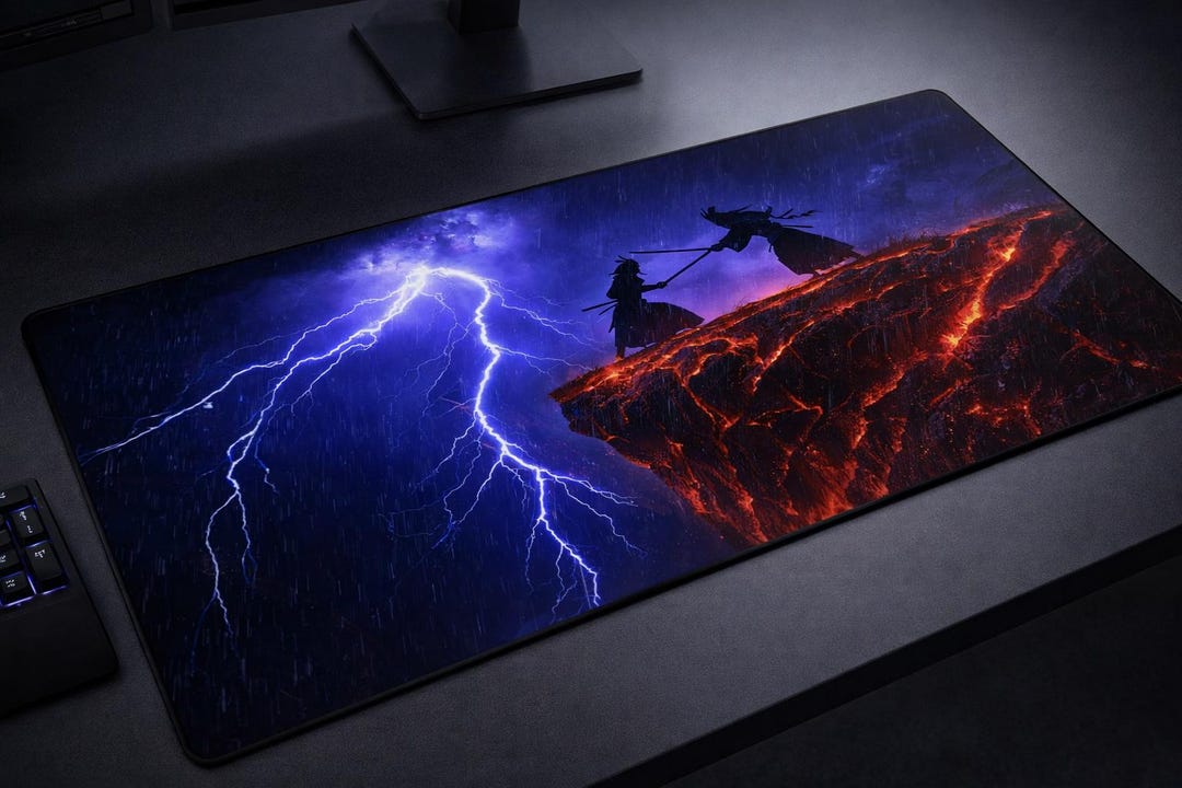 Desk Model Lightning Samurai Duel Lightning Storm Desk Mat | Graphic Poster-style - Etsy