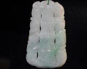 31x54x7mm Genuine Un-Treated Burmese Light Green JADE JADEITE Hand-Carved Lucky BAMBOO Type A X-Large Pendant - F1138