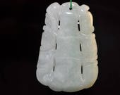 28x42x7mm Genuine Un-Treated Burmese Light Green JADE JADEITE Hand-Carved Lucky BAMBOO Type A Pendant - D1138