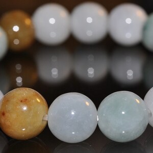 7.5&quot; ***Well Being~Genuine Un-Treated Type A Burmese JADE JADEITE Multi-Hue Stretch Bracelet - 10~11mm - 18 Beads - H1190