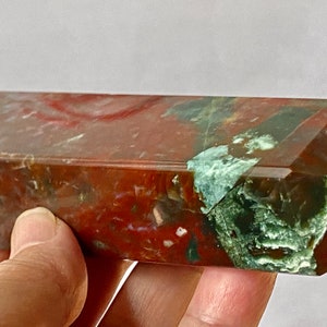 5.5&quot; &quot;Gem of Noble/Shiny Polished&quot;~India FANCY JASPER AGATE Bloodstone Point Tower Obelisk Generator / Healing Crystal - P1382