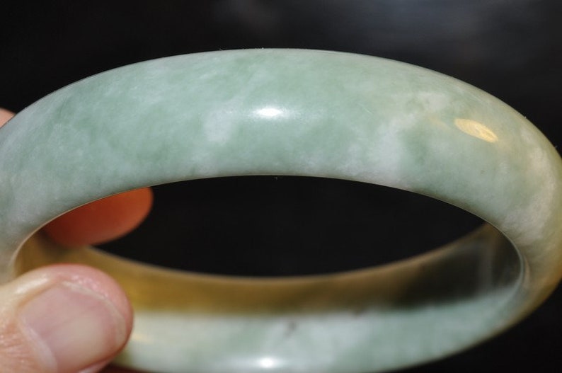 Inner Diameter 62mm Well Being~Natural Light Green NEPHRITE JADE Bangle Bracelet Special Gift I1230
