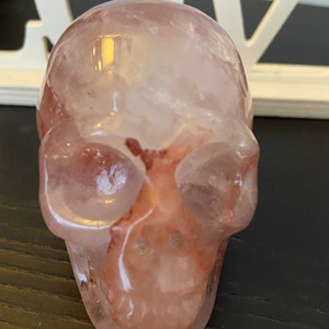 3.6&quot; 92x64x57mm &quot;So Impressive&quot;~Super Realistic Red FIRE HEMATOID Quartz Hand-Carved 3d SKull // Crystal Healing - O1360