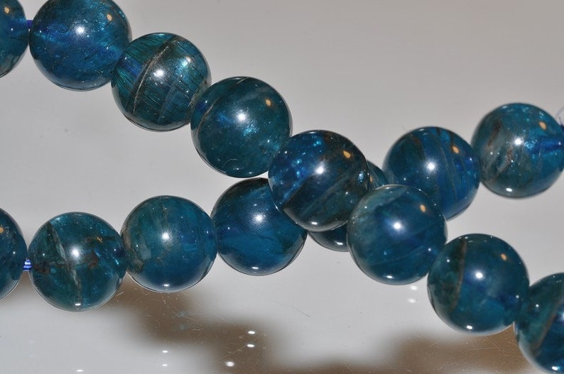 22 Beads O1203 9mm 7.8 Precious GemsFine Grade~Genuine Un-Treated Rich ELECTRIC BLUE APATITE Stretch Bracelet