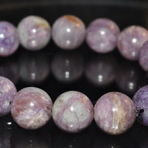 7.56&quot; Genuine Russian PURPLE CHAROITE Stretch Bracelet -12 mm -16 Beads - N1056
