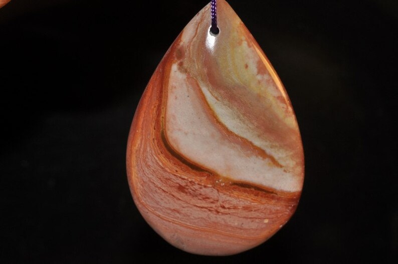 40X60X8mm Modern Abstract~Madagascar Landscape POLYCHROME JASPER Large Pear Focal Pendant M1236