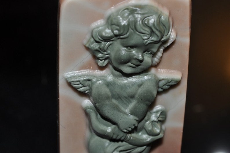 28x61x10mm Exquisite~RIBBON JASPER CUPID Carved 3D Xx-Large Rectangle Focal Pendant B1205