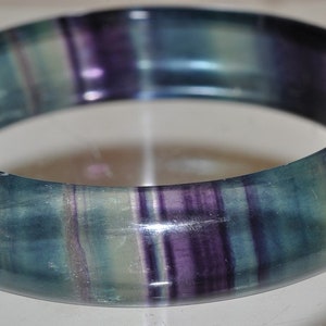 60mm "Majestic Piece/AAAA"~ Translucent RAINBOW FLUORITE Solid Carved Bangle Bracelet // Special Gift - H1300