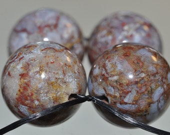 4 Pieces 14mm Golden RED PIETERSITE Large Round Beads - A1285