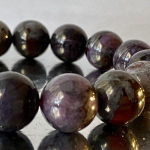 7.7&quot; &quot;Rarity/Premium/AAAA&quot;~Genuine African SUGILITE RICHERITE Crystal Stretch Bracelet - 13mm -15 Beads - H1384