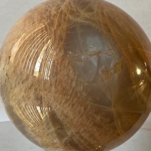 60mm-2.4&quot; - &quot;Mysterious/Silky Velvety Flash&quot;~Madagascar PEACH MOONSTONE Sphere / Moon magic / Crystal healing / Crystal Grid - J1365