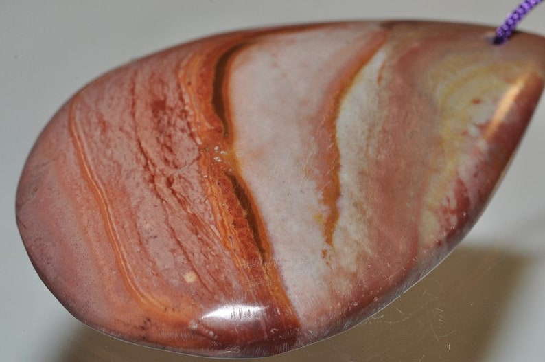 40X60X8mm Modern Abstract~Madagascar Landscape POLYCHROME JASPER Large Pear Focal Pendant M1236