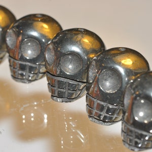 One Bead 18x14mm &quot;Fools Gold/AAA&quot;-Golden Metallic Luster PYRITE SKULL 3D Carved Bead Pendant - J1180