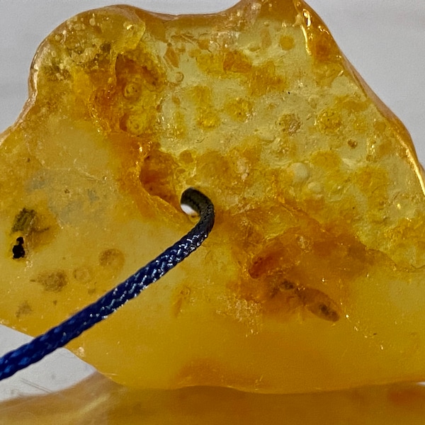 One 28Cts - 37mm “Gold of the Sea/Brilliant”~Authentic Raw Cognac Honey Yellow Baltic AMBER Nugget Beads Pendant - H1375