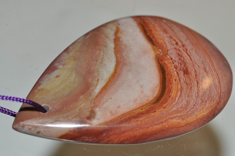 40X60X8mm Modern Abstract~Madagascar Landscape POLYCHROME JASPER Large Pear Focal Pendant M1236