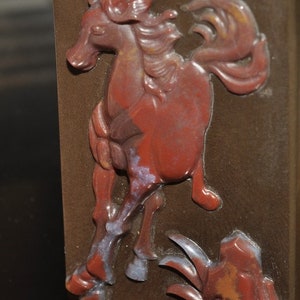 40x59x7mm &quot;Symbol of Freedom/Stunning&quot;~Red JASPER / SUCCOR CREEK Jasper Horse Carved 3D X-Large Rectangle Focal Pendant - N1241-3