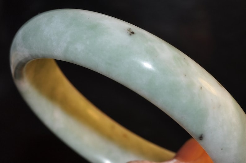 Inner Diameter 62mm Well Being~Natural Light Green NEPHRITE JADE Bangle Bracelet Special Gift I1230